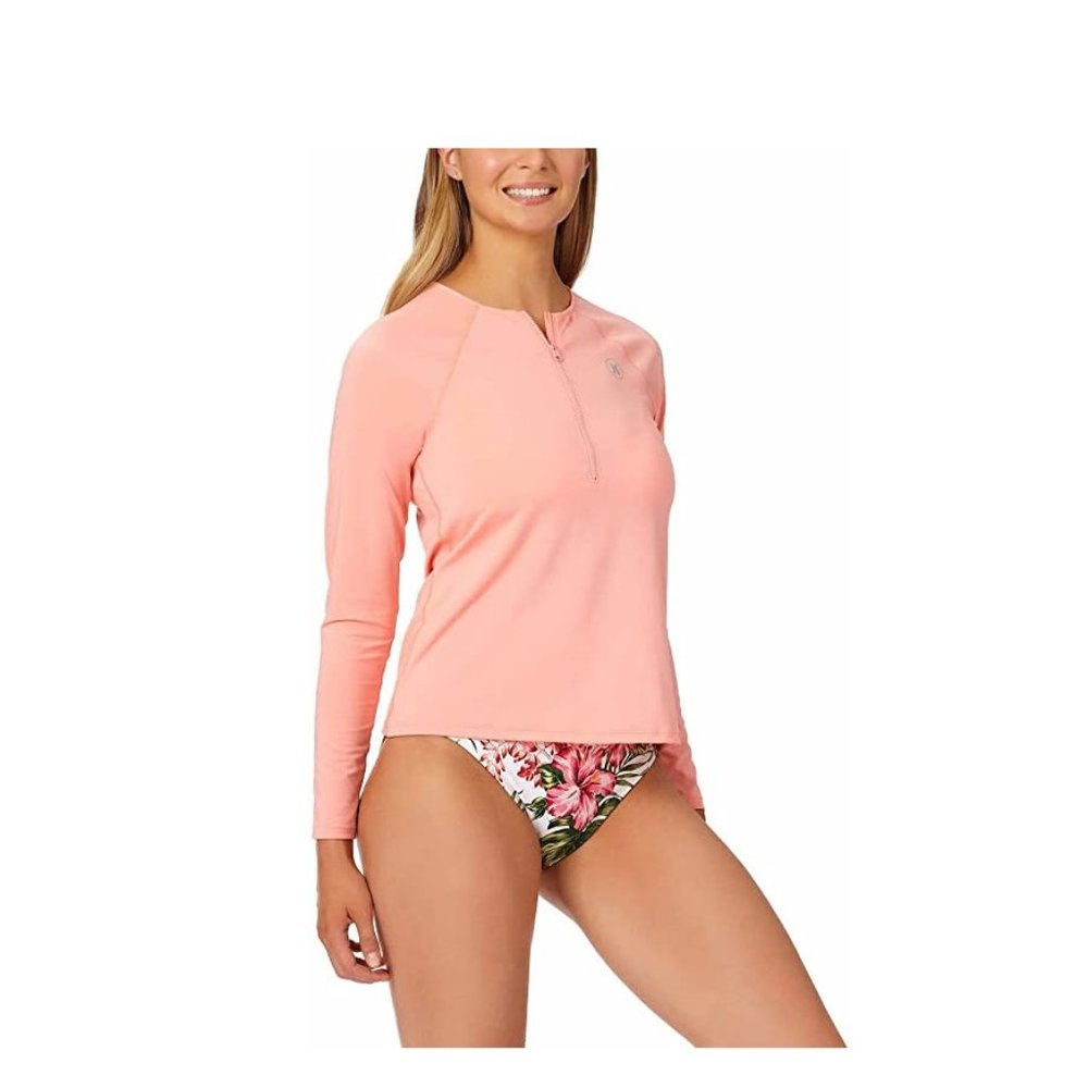 NWT Hurley Women's UPF 50+ Long Sleeve Rashguard Size Small, Coral, $60 1B126